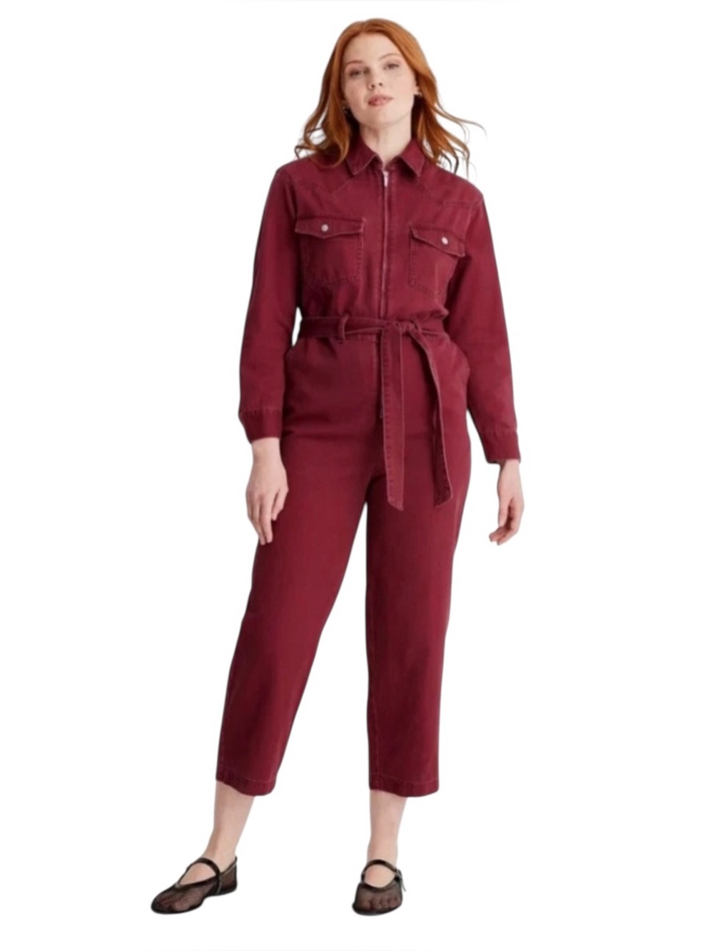 Future Collective Burgundy Long Sleeve Zipper Jumpsuit Sz XXL NWT